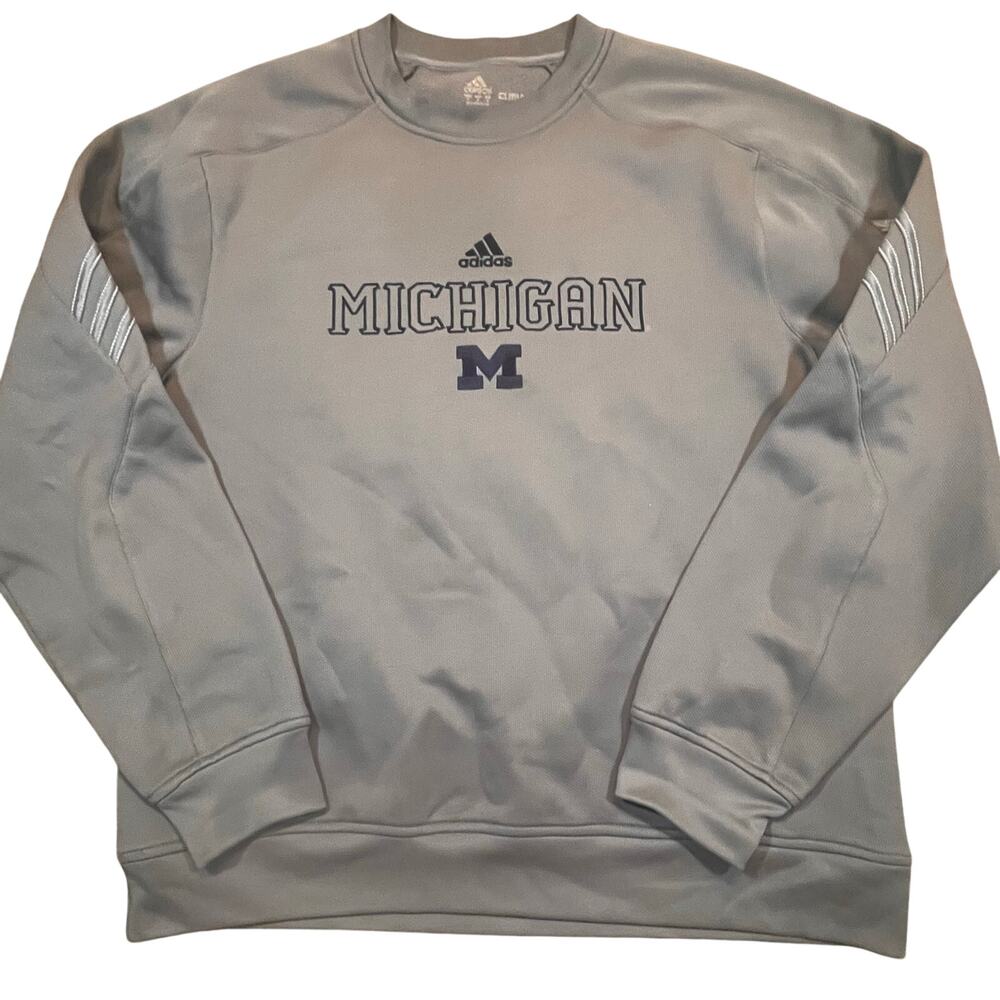 Adidas Michigan Wolverines Crewneck Sweatshirt Gray Men’s XL Climalite